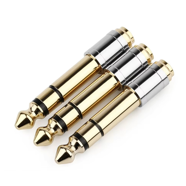 Microphone Connector 6.5 Gold Plated Headphone Audio Adapter 6.35mm 1/4" Male to 3.5mm 1/8" Female Jack Stereo Converter Plug
