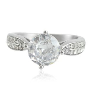 Women's <b>Titanium</b> Steel <b>Ring</b> With White Gemstone Prong Setting Engagement Jewelry 210107 - Product Image 1