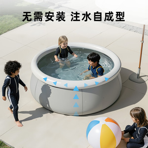 Círculo inflable para piscina de 1,80 m, malla gris, una sola capa, portátil, plegable, para uso en exteriores para niños - Product Image 2