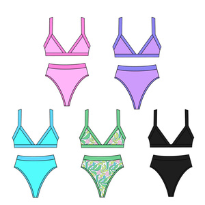 Produttore OEM ODM di Costumi da Bagno Personalizzati con Etichetta Privata, Bikini a Triangolo con Bordo a Contrasto e Doppio Rivestimento per Donna - Product Image 1