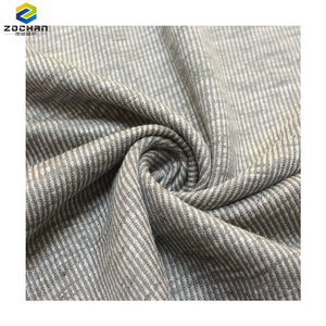 Tissu tricoté en jersey mélangé rayé 70% lin 30% polyester anti-bactérien pour t-shirt de sport - Product Image 1