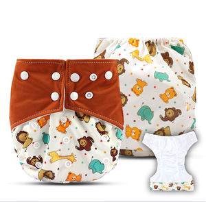 Babyshow Mignon Imprimé Épais Double Gousset Tissu De <span class=keywords><strong>Nuit</strong></span> Réutilisable AI2 Bébé Couches De Poche - Product Image 2