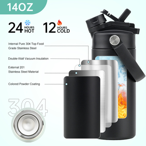 Custom Logo Double Wall <strong>Flask</strong> Ceramic Inner 14oz Wide Mouth Travel School Kids Insulated Stainless Steel Water Bottle <strong>with</strong> <strong>Straw</strong> - Product Image 6