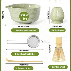 Set Moderno di Utensili per Matcha in Ceramica Ecologica con Ciotola e Strumenti per la Preparazione del Tè, Ciotola Giapponese per Matcha - Product Image 4