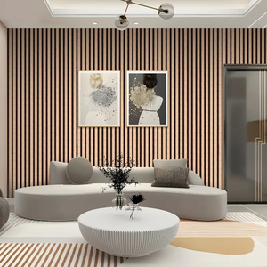 Panel de pared moderno de madera de nogal sintético con LED, diseño cuadrado, flexible, con orificios, BC-902, giratorio, aislante térmico e insonorizado - Product Image 5