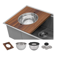 Évier de cuisine encastré carré en acier inoxydable 304 fait main, 16 gauge, 45 pouces, cuve simple, avec 2 rebords