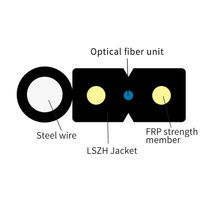 OEM FTTH kabel Drop 2-Core Fiber Optic G.652D warna kustom & Panjang tahan UV dengan kekuatan FRP anggota untuk penggunaan luar ruangan