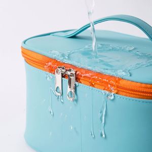 Trousse de Maquillage en Cuir PU Tendance avec Logo Personnalisé, Faible MOQ, Imperméable, pour Voyage et Plage, Pochette Cosmétique à Fermeture Éclair avec Poignée - Product Image 2