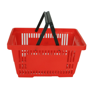 RH-BPH28-4 480*325*270mm 28L Double Strong Black Handles Supermarket <strong>Plastic</strong> <strong>Basket</strong> - Product Image 1