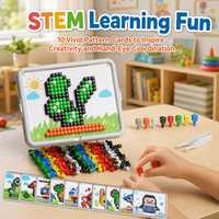 Rompecabezas de Plástico 3D con Forma de Hongo, Juego de Arte Mosaico DIY, Juguete Educativo de Tablero de Píxeles para Niños de 5 a 7 Años