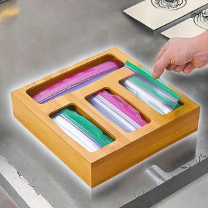 Organisateur de rangement en bois sculpté avec fermeture éclair, capacité de 3 à 6 L, pour sandwichs et collations - Product Image 3