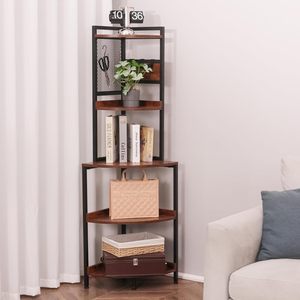 Estante Esquinero de Cinco Niveles, Estante de Almacenamiento Multifuncional de Madera Natural, Adecuado para Dormitorio, Sala de Estar, Cocina, para Ahorrar Espacio Familiar - Product Image 1