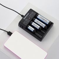 Keeppower Chargeur de batterie Li-ion universel à charge rapide haute vitesse K4 pour 18650 21700 26650 16650 26700 14500 avec indicateur LCD