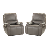 Sillón Reclinable Eléctrico Individual de Cuero Genuino para Sala de Estar Moderna con Cargador USB