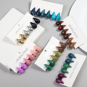 Nhà Máy Bán buôn bohemian màu đá cẩm thạch tùy chỉnh Tear drop3 cặp/Set Đảng trang sức sinh viên hiphop Acrylic Stud Bông tai Set M - Product Image 3