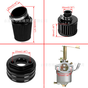 Kit de Filtro de Aire y Carburador Predator 79cc 3Hp para Reparación y Mejora de Motocicletas, Espuma Cónica Negra, Juego de 13 Piezas - Product Image 3