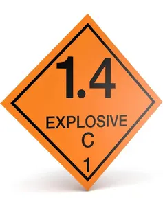 D.O.T. Label. 4" Square DOT Hazard Class 1 labels. DOT Class 1 Explosive 1.4C Symbol. Dangerous Goods Shipping Label.