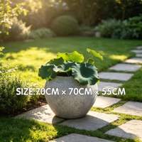 Pot Bunga Fiberglass Bulat Tahan UV, Tahan Air, Tahan Embun Beku, Dekorasi Luar Ruangan untuk Taman, Villa, Hotel