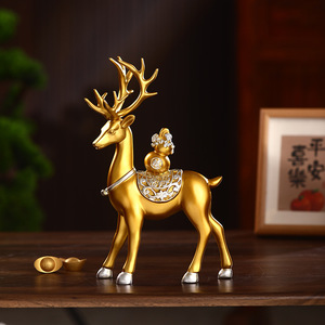 Sculpture en résine époxy d'art populaire créatif Fulu, ornement de luxe pour la décoration de bureau à domicile, cadeau de nouvelle maison - Product Image 2