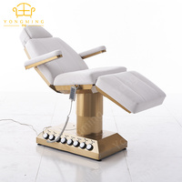 Table à cils moderne blanche la plus vendue Lit facial à message de base en acier inoxydable doré pour salon de beauté
