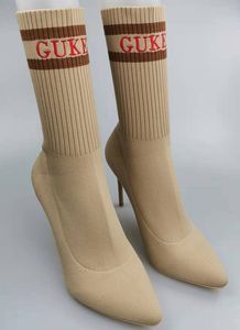 Scarpe Invernali da Donna in Maglia Elastica alla Moda, <span class=keywords><strong>Stivali</strong></span> <span class=keywords><strong>a</strong></span> Calzino con Tacco Alto, Vendita all'Ingrosso dalla Cina - Product Image 3