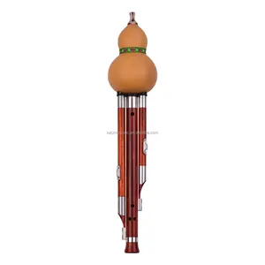 Naomi tubo de madeira sólida, instrumento tradicional chinês de flauta gourd de 3 tons c-key huluso