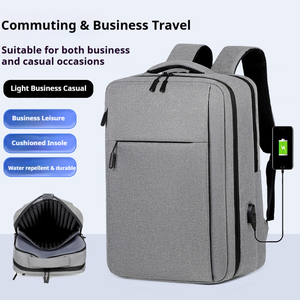 15.6" Large Waterproof Eco-Friendly Polyester Softback <b>Laptop</b> <b>Backpack</b> Arcuate Shoulder Strap Zipper Closure Business Style - Product Image 1