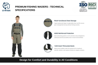 Wader de pêche personnalisé au style unique, léger, respirant à 3 couches, pour la pêche à la mouche, imperméable, pour la chasse en plein air, pour adultes