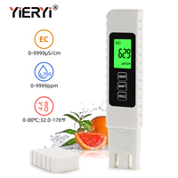 Testeur de qualité de l'eau numérique YIERYI EC/TDS, stylo de mesure 0-9999ppm, moniteur de conductivité et de température pour l'eau potable et les aquariums