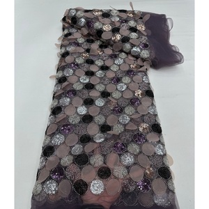 2025 moda cuentas de lujo telas bordadas de encaje francés tela pesada con cuentas africanas para vestido de fiesta - Product Image 5