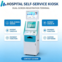 Kiosco Médico Interior Personalizado Lehua con Pantalla Dual de 21.5 Pulgadas |   Terminal de Autoregistro para Hospital, Lector de Códigos de Barras, Escáner QR, SDK Abierto