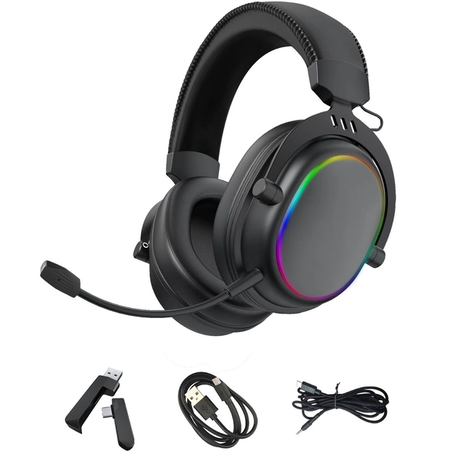 Wireless Over Ear Gaming Headset, Physical Noise Reduction, Detachable HD Mic, Low Latency, Clear Calls, OEM Customizable