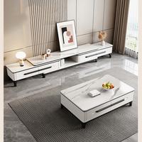 Meuble TV minimaliste et moderne de luxe en MDF avec étagère en bois et rangement pour le salon, hôtel et hôpital, canapé, table d'appoint