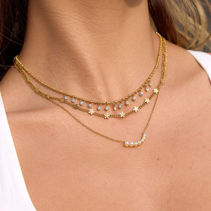 Collar con borlas y diamantes de imitación, cadena dorada, cristal redondo, joyería de fiesta para mujer - Product Image 2