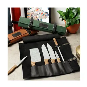 Großhandel Multi-Taschen Large Capacity Tools Taschen Leder Tragbare Kochmesser Roll beutel