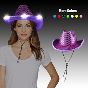 Cappelli da <span class=keywords><strong>Cowboy</strong></span> da <span class=keywords><strong>Cowboy</strong></span> con paillettes regolabili cappellini con LED Western Party bomboniera per Natale <span class=keywords><strong>Costume</strong></span> di Halloween per la laurea di Ramadan - Product Image 2