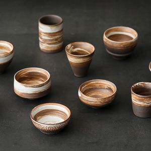 Juego de tazas y platillos de cerámica personalizados, taza de agua de cerámica gruesa hecha a mano, cuenco de té de <span class=keywords><strong>Kungfu</strong></span>, juegos de vasos para <span class=keywords><strong>restaurante</strong></span> y <span class=keywords><strong>Bar</strong></span> - Product Image 3