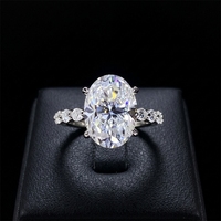 Bague de luxe pour femme en moissanite GRA, argent S925, 8 carats, couleur D, taille ovale, bande entièrement en moissanite, bague de mariage pour femme en moissanite