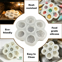 7-fach 3D Rosenblütenform aus lebensmittelechtem BPA-freiem Antihaft-Silikon für Seife, handgemachte Kuchen, Kerzen und DIY-Bastelbedarf