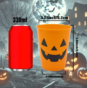Vasos de Plástico Ecológicos Color Naranja con Logotipo Personalizado, Vasos con Diseño de Calabaza de Halloween, Aptos para Agua Hirviendo, Recuerdos para Fiestas - Product Image 4