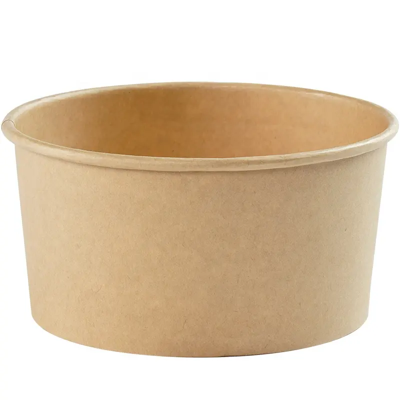 Free Sample Take Away Paper Container Salad Bowls 400ml~1500ml Disposable Kraft Paper Round Bowl For Food Packaging