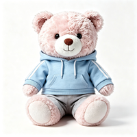 Ours en peluche moelleux avec tenue tendance : sweat à capuche bleu ciel et pantalon gris – Ours en peluche personnalisé
