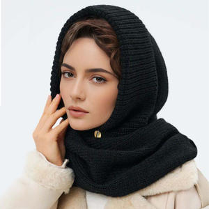 Femmes Dames Vintage Hiver <span class=keywords><strong>Tricot</strong></span> Côtelé Bord Uni Solide Blanc Rouge Cagoule Bonnet Echarpe Ensemble <span class=keywords><strong>Capuche</strong></span> Chapeau <span class=keywords><strong>Snood</strong></span> Suit 2 en 1 - Product Image 4