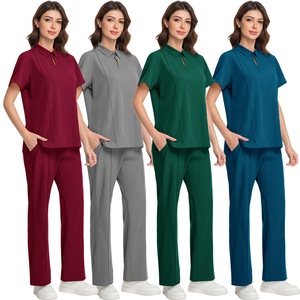 Blouse médicale unisexe en tissu polyester Dobby pour infirmières et médecins – Ensemble d'uniformes chirurgicaux pour hôpitaux - Product Image 1