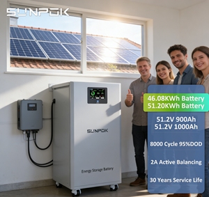 ระบบแบตเตอรี่เก็บพลังงานแสงอาทิตย์สำหรับบ้าน SUNPOK 51.2V 1000Ah 50kWh เซลล์เกรด A LiFePO4 พร้อมหน้าจอสัมผัส 8000 รอบการใช้งาน - Product Image 1