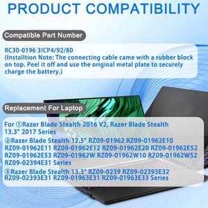 Remplacement de la batterie RC30-0196 pour <span class=keywords><strong>Razer</strong></span> <span class=keywords><strong>Blade</strong></span> <span class=keywords><strong>Stealth</strong></span> 2016 2017 I7-7500U I7-8550u RZ09-0196 RZ09-01962 RZ09-01962E52 RZ09-01963 - Product Image 4
