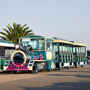 <span class=keywords><strong>Tren</strong></span> Eléctrico Personalizable sin Rieles para Parque de Atracciones, Autobús Turístico Eléctrico Clásico Retro para 42 Pasajeros - Product Image 1