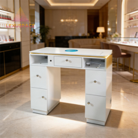 Table de manucure en bois LEXUSPACE LMT403 au design moderne, longueur personnalisable, avec collecteur de poussière pour salon de manucure