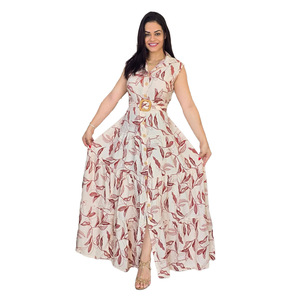 Stampa floreale senza maniche abiti di moda personalizzati all'ingrosso signora elegante spiaggia lunga Maxi abiti Casual estivi larghi - Product Image 1