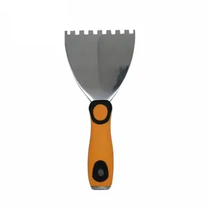 Cuchillo de masilla de 4 ", herramientas de enyesado, herramientas de nivelación, herramientas de ladrillo de mampostería, raspador con muescas, cuchillo de masilla